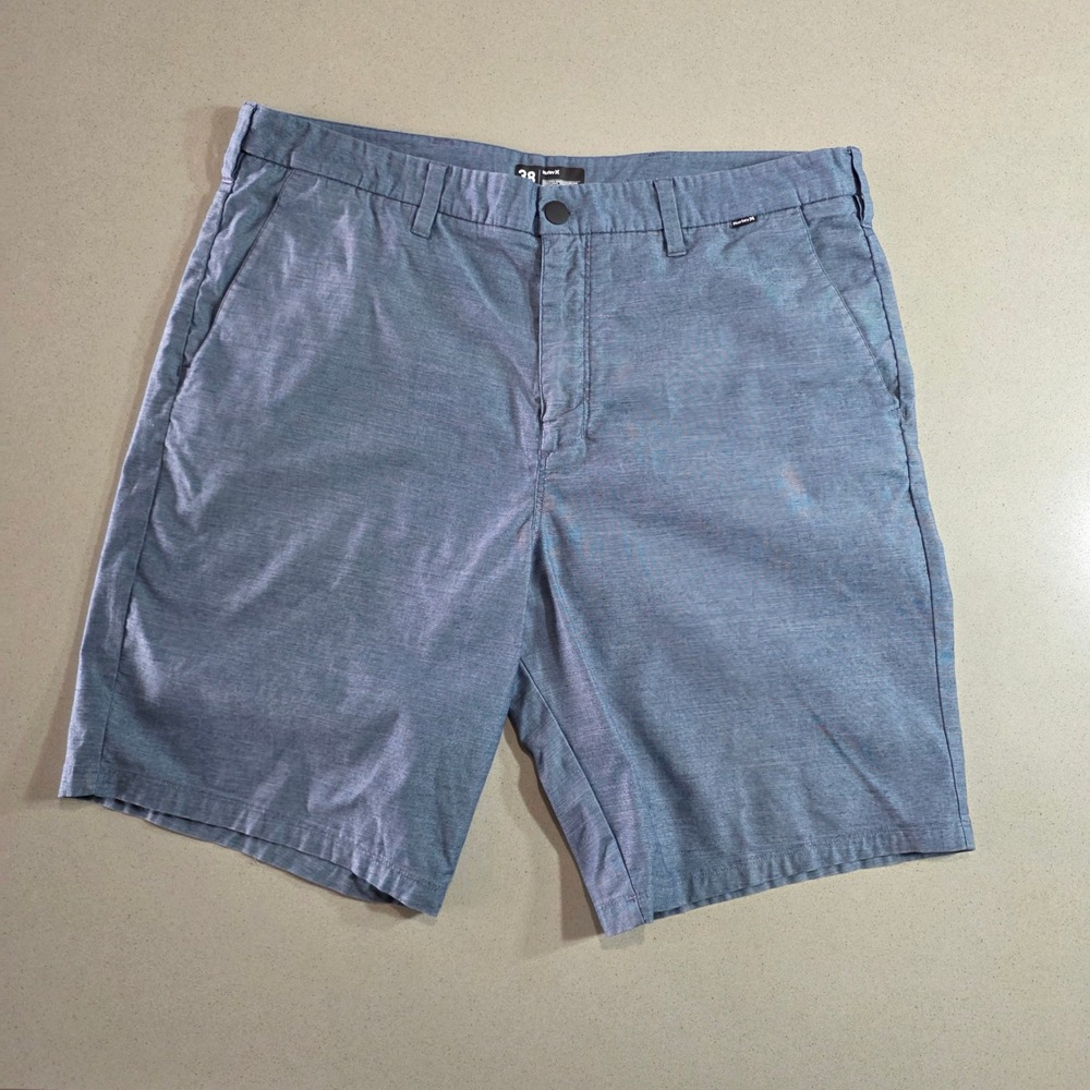 Hurley Nike Dri-FIT Mens Blue Heathered Walk Shorts Size 38